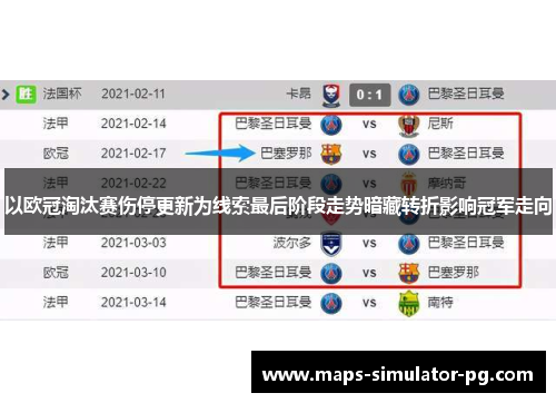 以欧冠淘汰赛伤停更新为线索最后阶段走势暗藏转折影响冠军走向