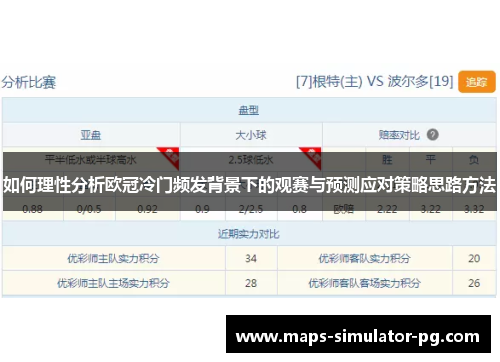 如何理性分析欧冠冷门频发背景下的观赛与预测应对策略思路方法